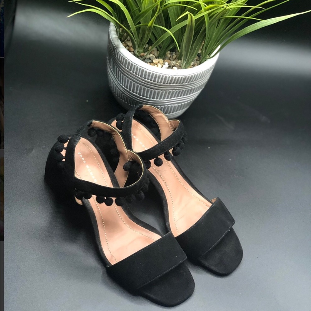 Zara Pom Pom Sandals (worn once!)